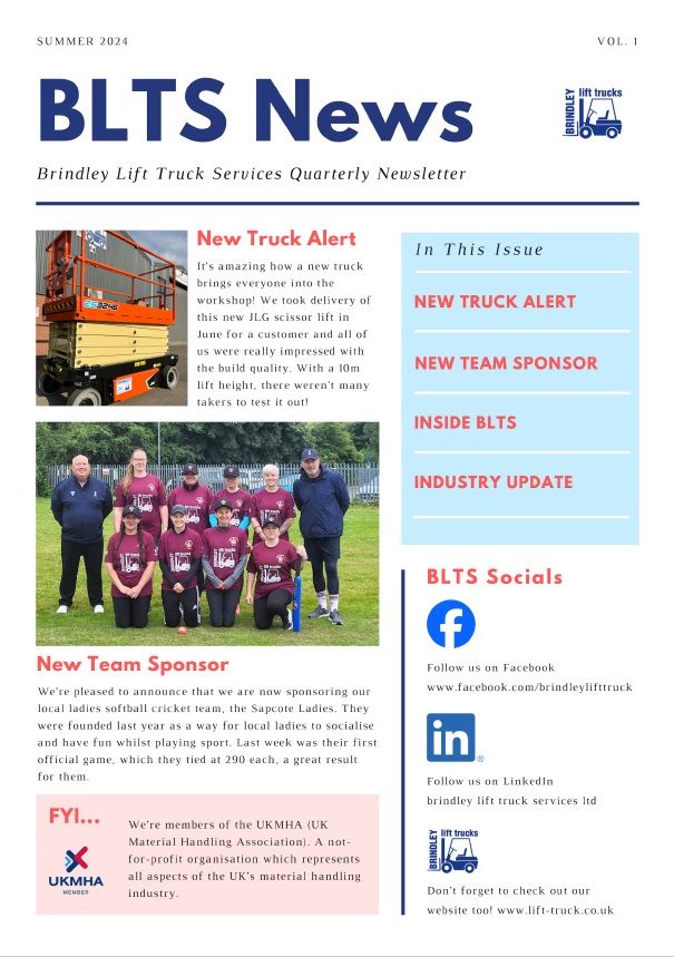 Brindley Lift Truck Services Newsletter